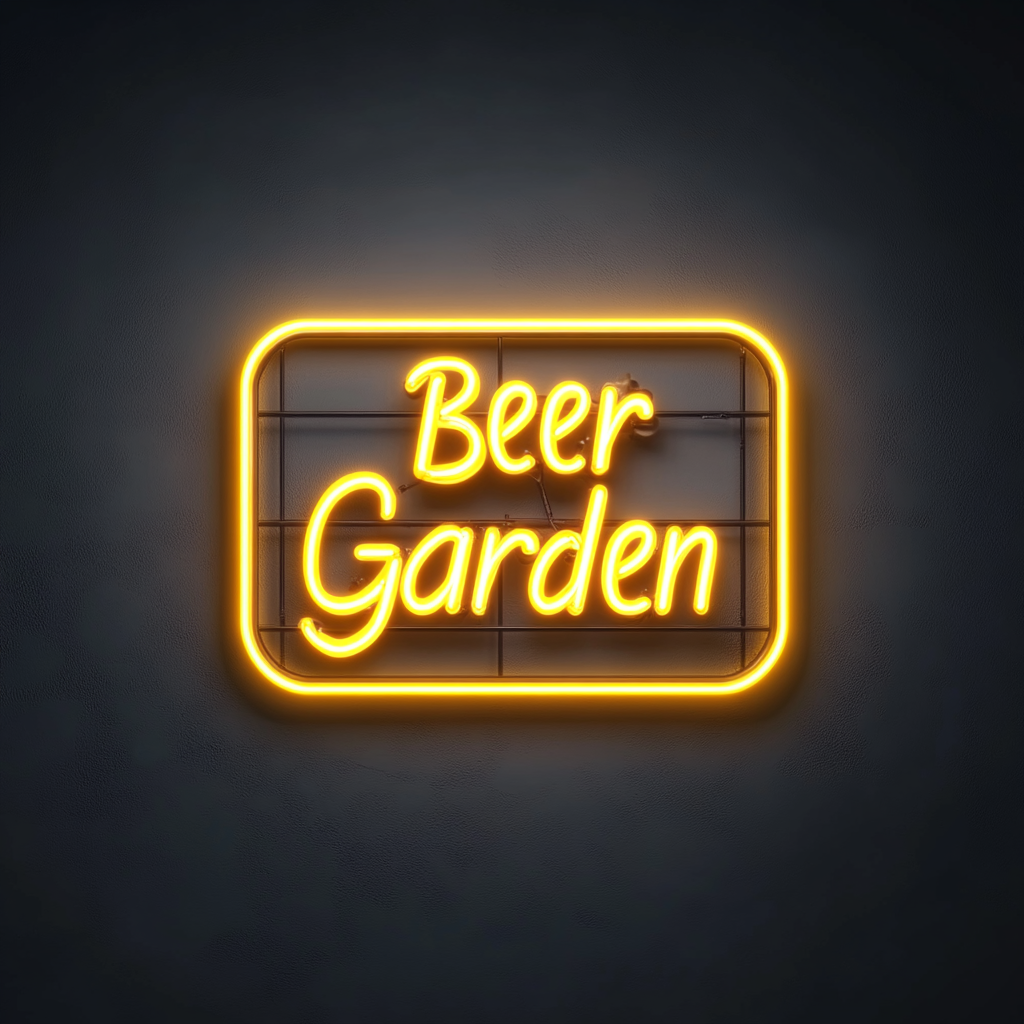 "Beer Garden" - Yellow Neon Sign, 24 Inches