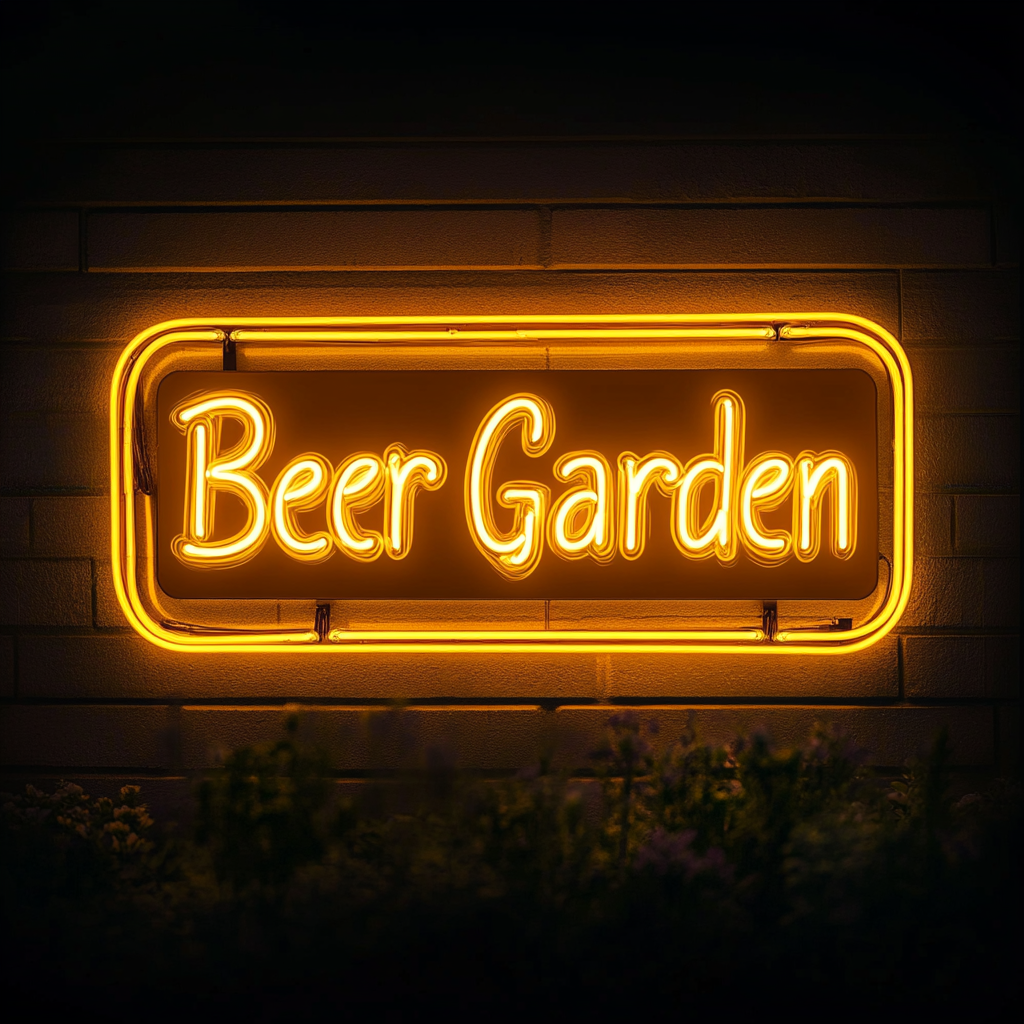 "Beer Garden" - Yellow Neon Sign, 24 Inches