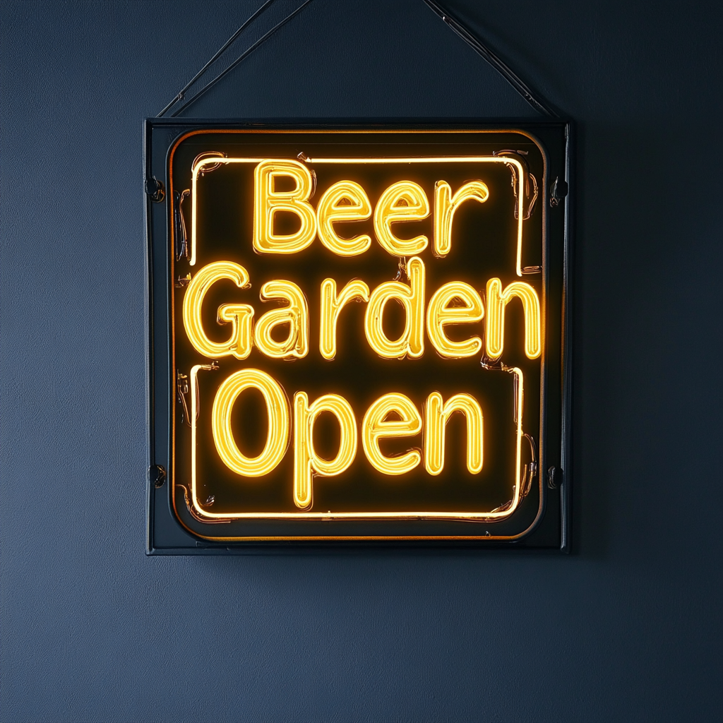 "Beer Garden Open" - Yellow Neon Sign, 24 Inches