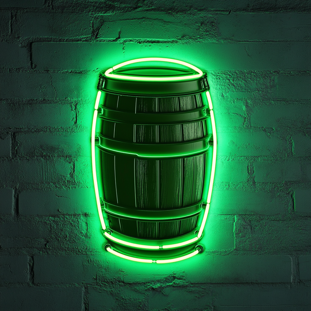 Beer Keg - Green Neon Sign, 18 Inches