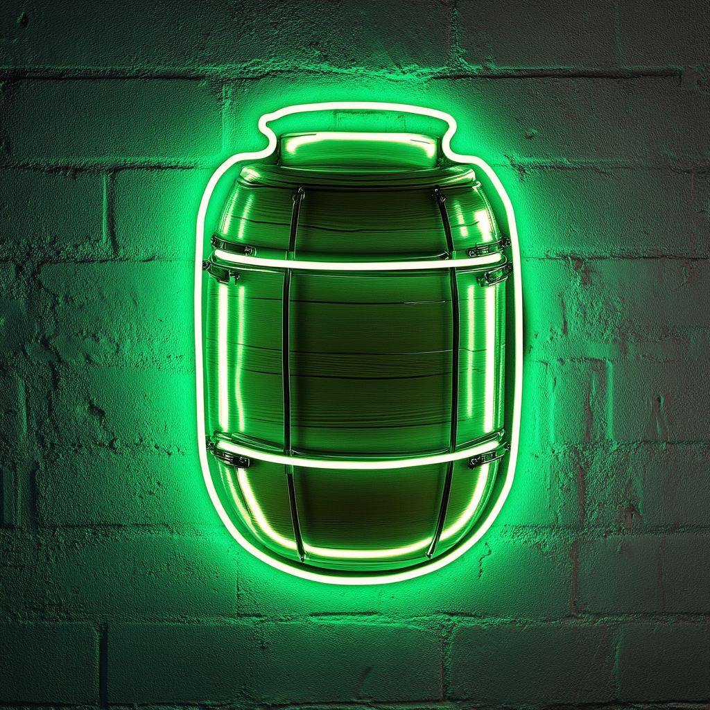 Beer Keg - Green Neon Sign, 18 Inches