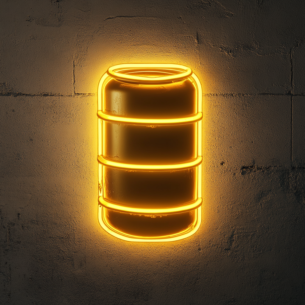 Beer Keg - Yellow Neon Sign, 18 Inches