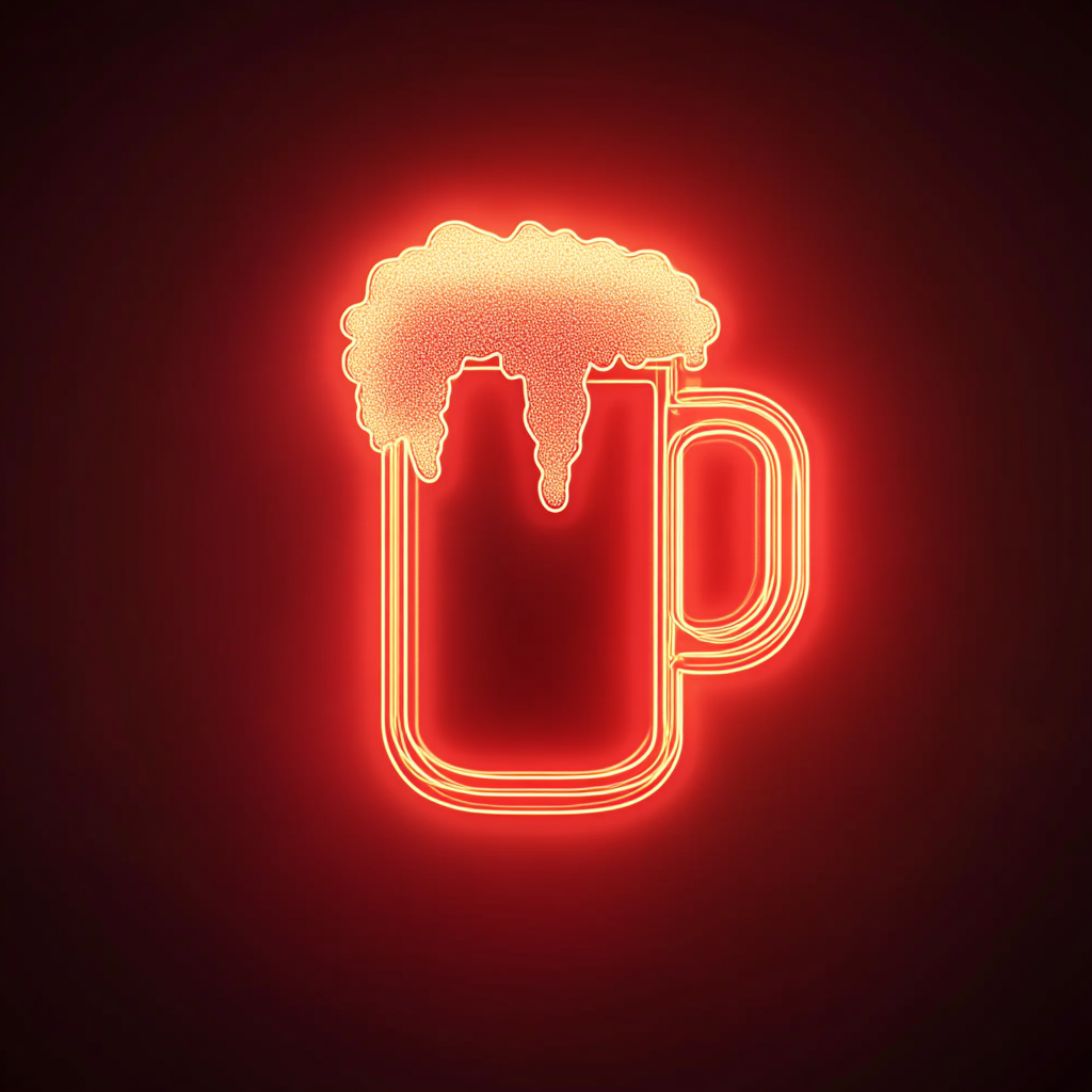 Beer Mug Overflowing with Foam - Red Neon Sign, 24 Inches
