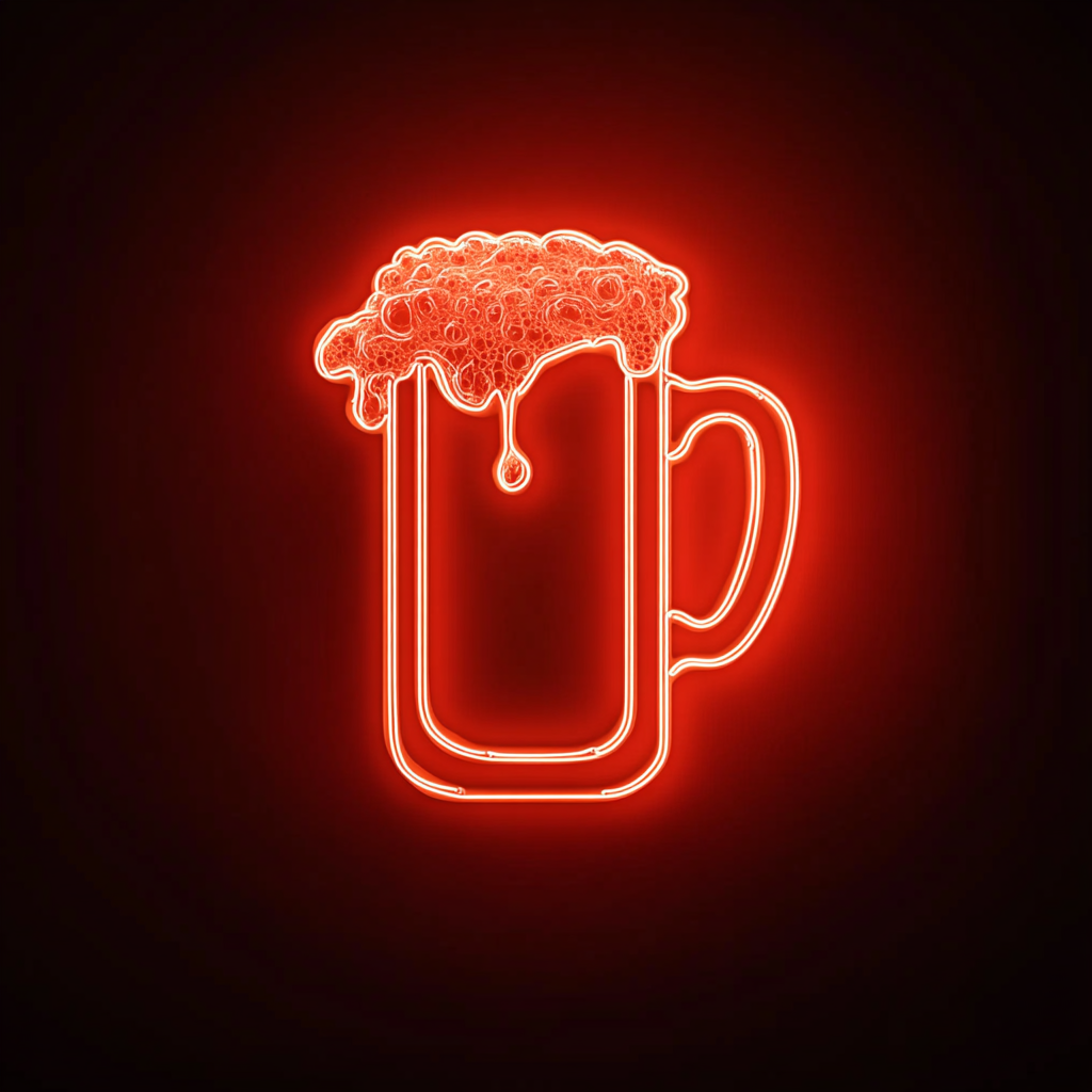 Beer Mug Overflowing with Foam - Red Neon Sign, 18 Inches
