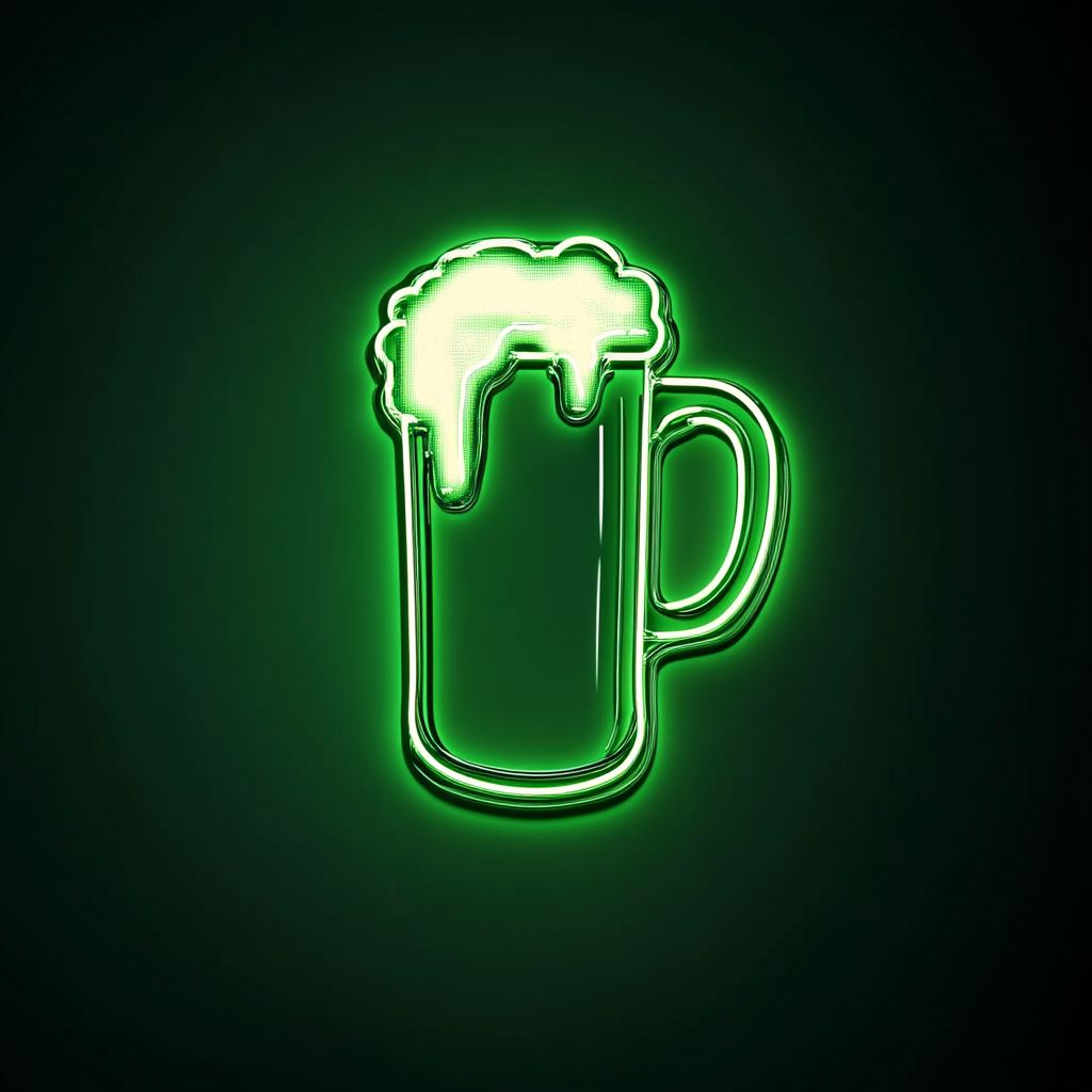 Beer Mug with Handle - Green Neon Sign, 18 Inches