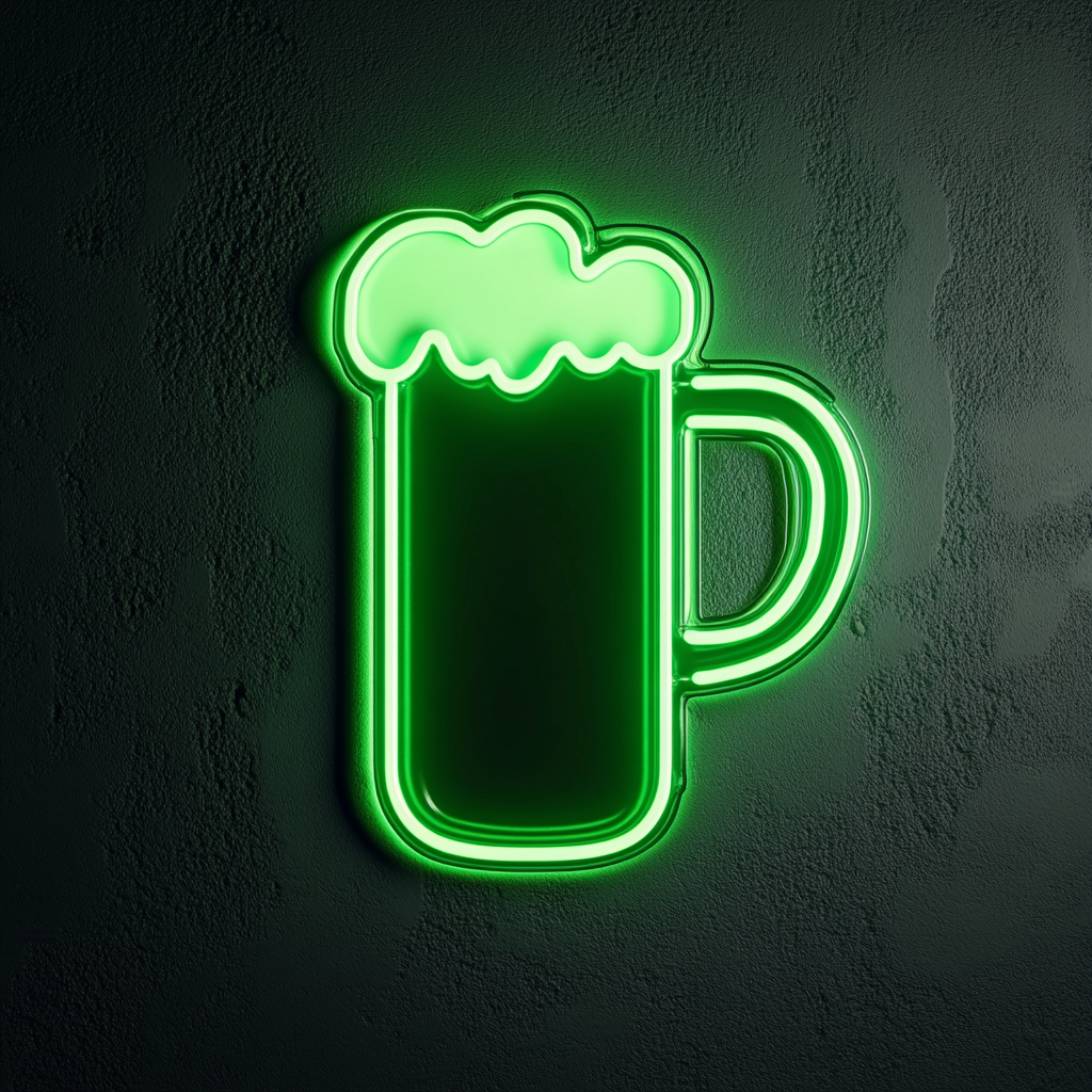 Beer Mug with Handle - Green Neon Sign, 24 Inches