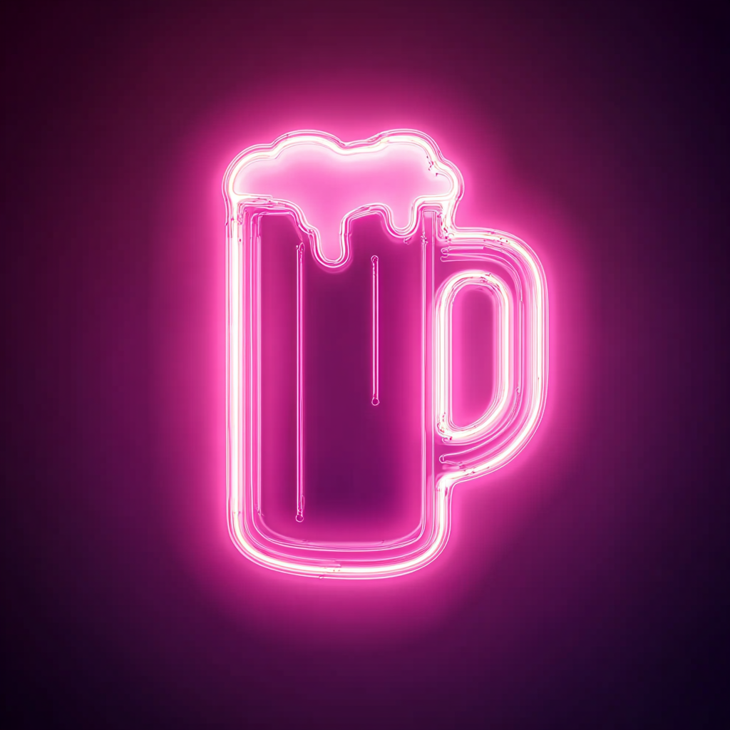 Beer Mug with Handle - Pink Neon Sign, 24 Inches