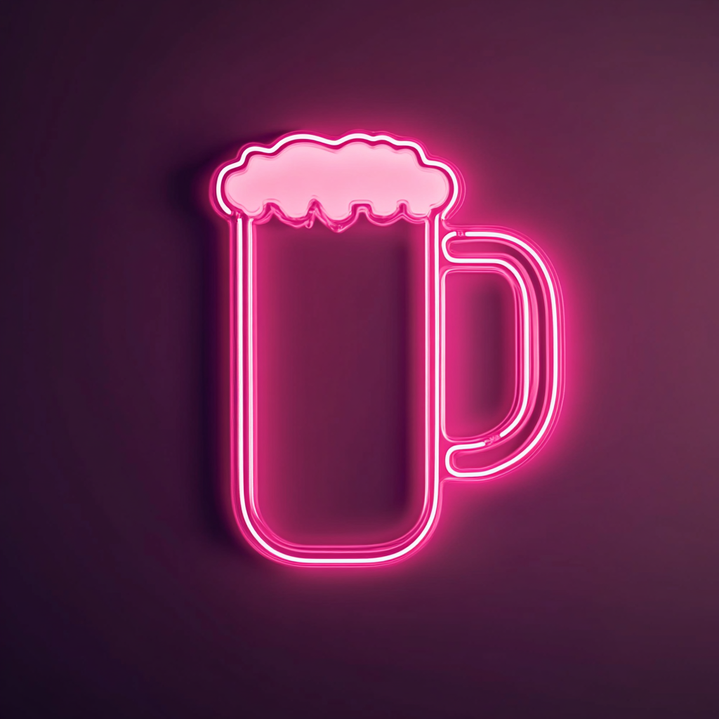 Beer Mug with Handle - Pink Neon Sign, 24 Inches