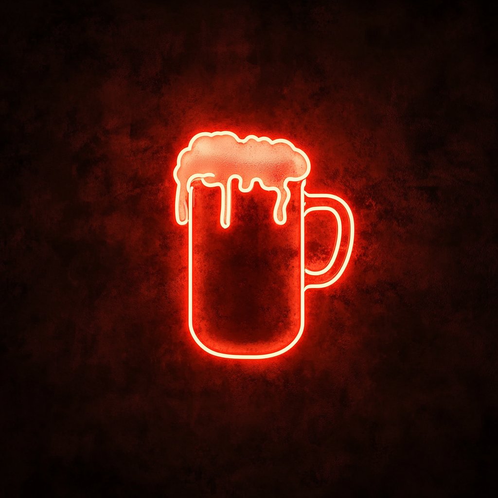 Beer Mug with Handle - Red Neon Sign, 18 Inches