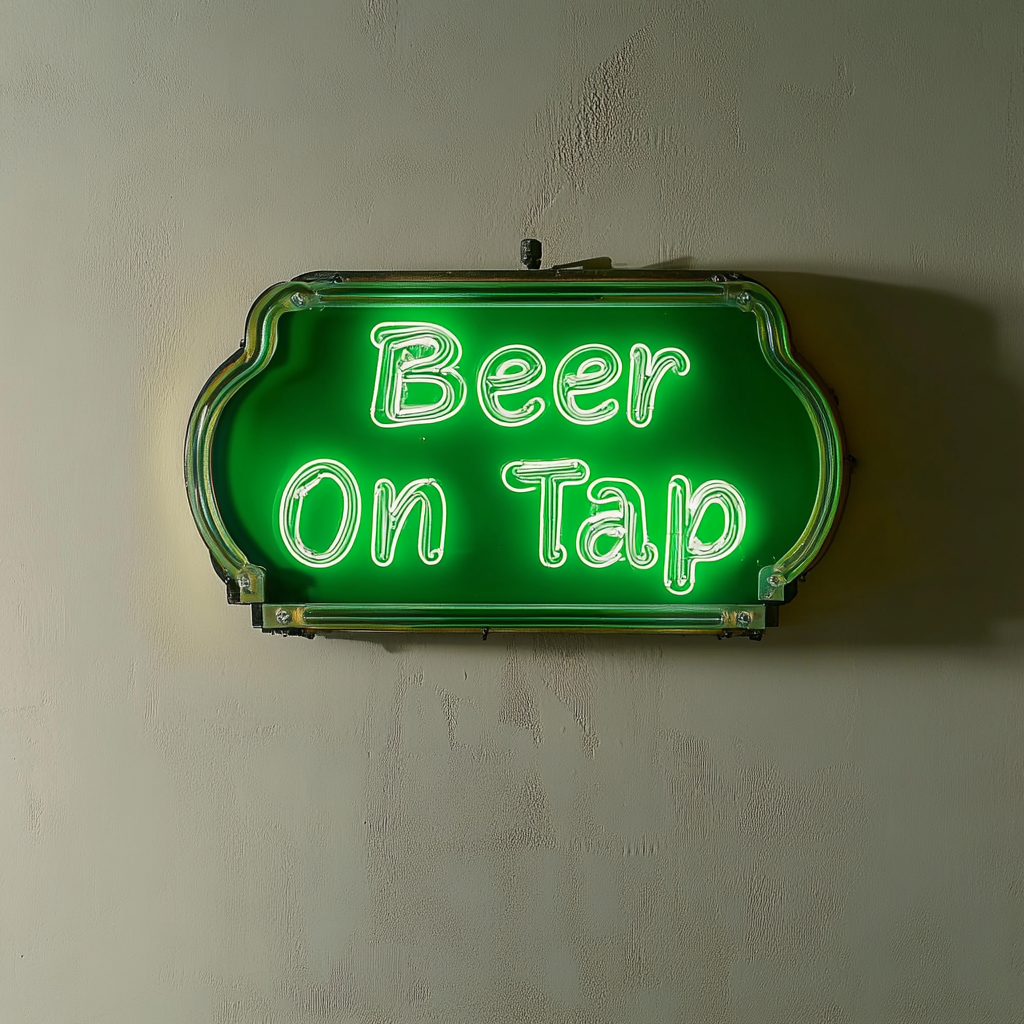 Beer On Tap - Green Neon Sign, 18 Inches