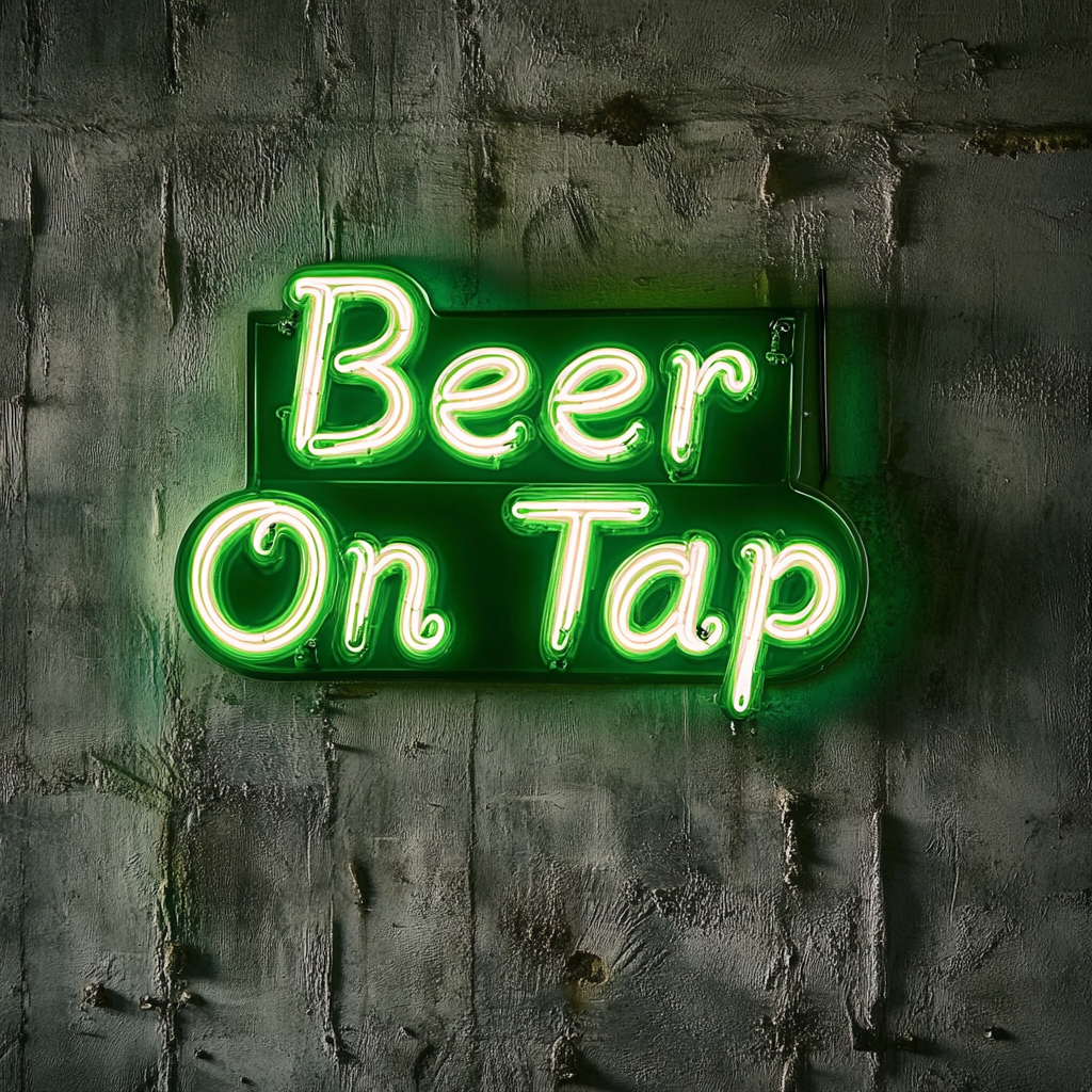 Beer On Tap - Green Neon Sign, 18 Inches