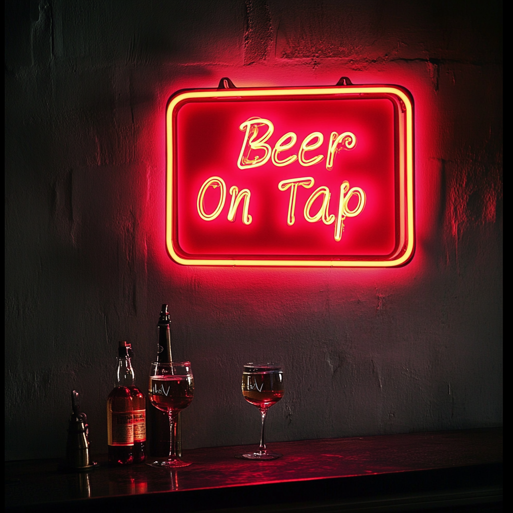 Beer On Tap - Red Neon Sign, 18 Inches
