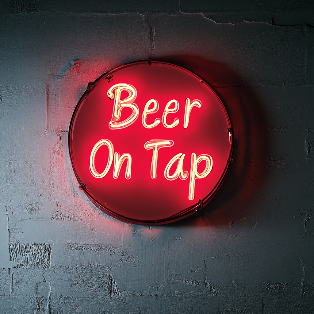 Beer On Tap - Red Neon Sign, 18 Inches