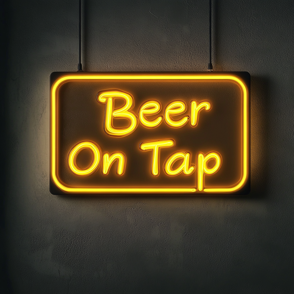 Beer On Tap - Yellow Neon Sign, 18 Inches