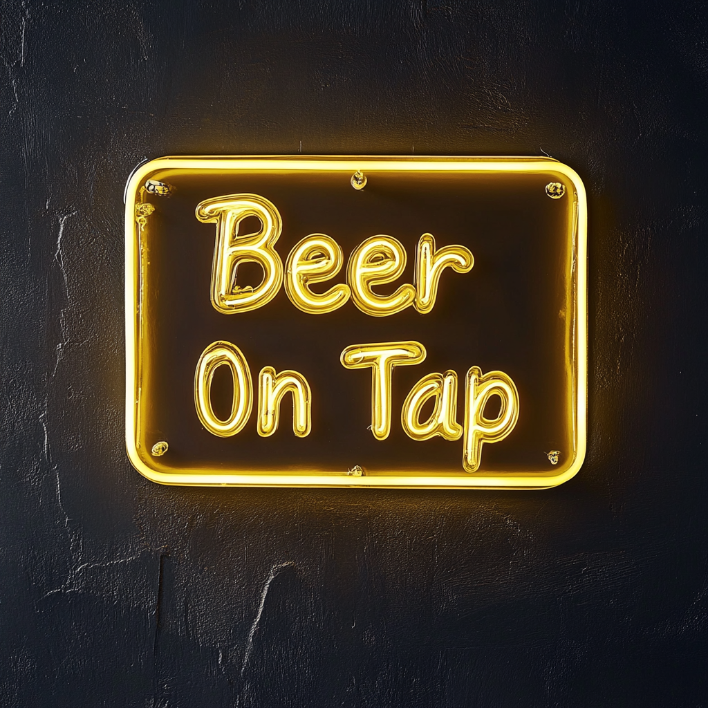 Beer On Tap - Yellow Neon Sign, 18 Inches