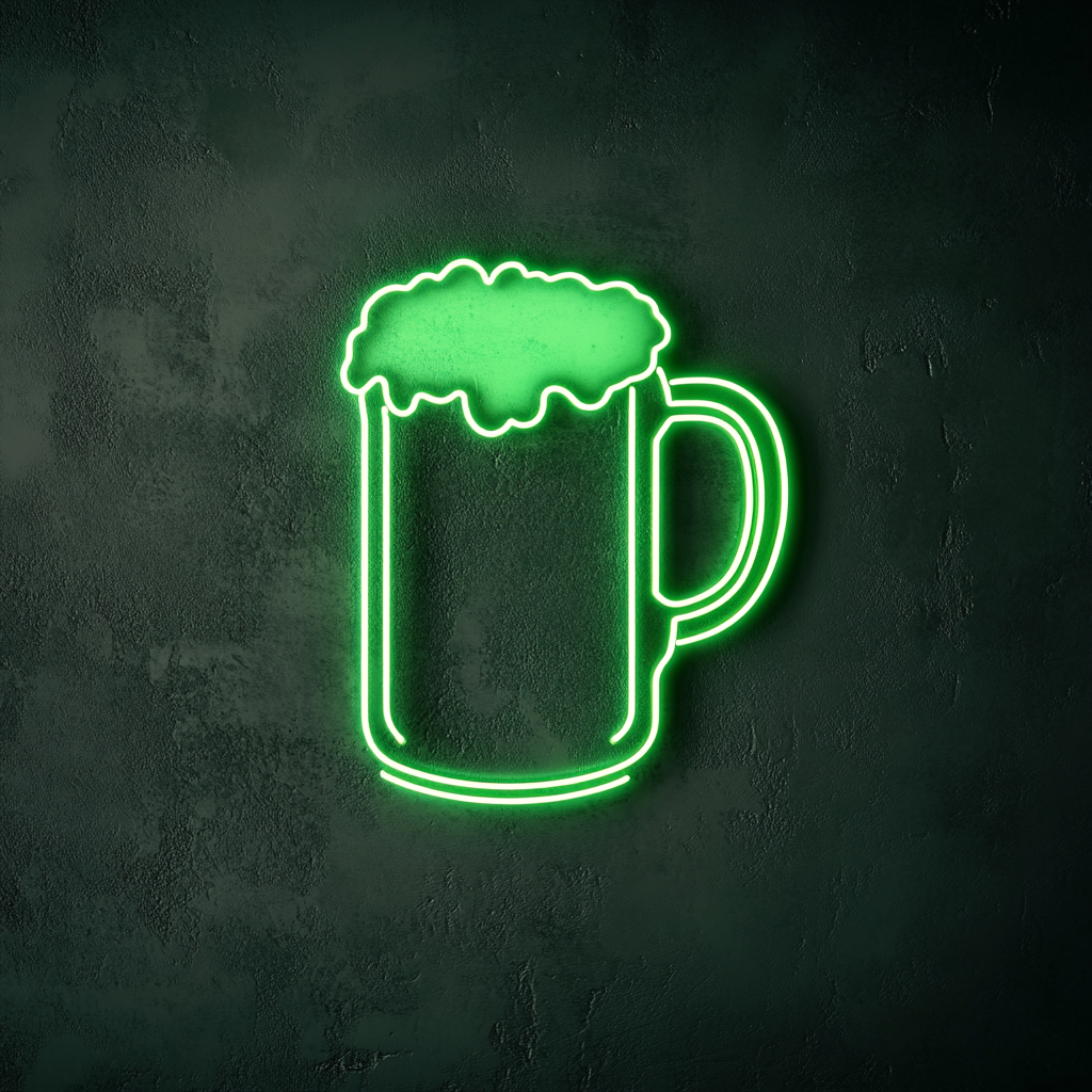 Beer Stein - Green Neon Sign, 18 Inches