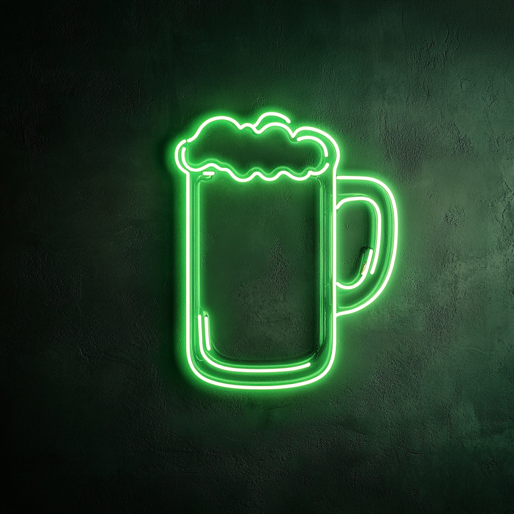 Beer Stein - Green Neon Sign, 18 Inches
