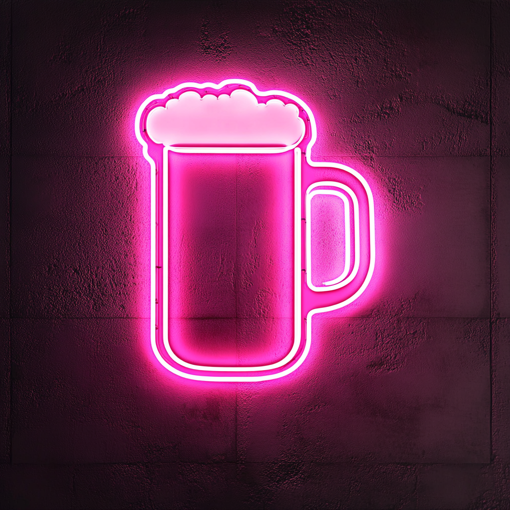 Beer Stein - Pink Neon Sign, 18 Inches