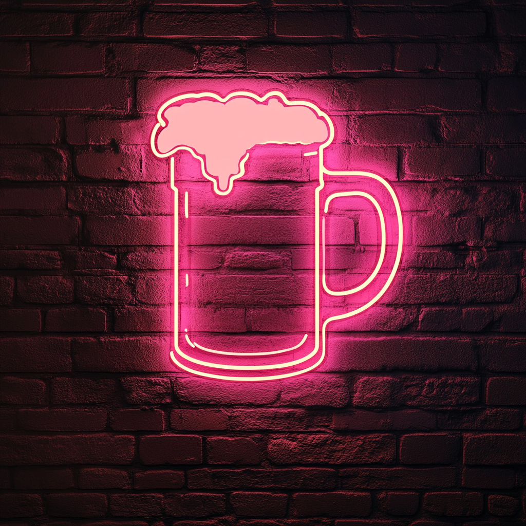 Beer Stein - Pink Neon Sign, 24 Inches