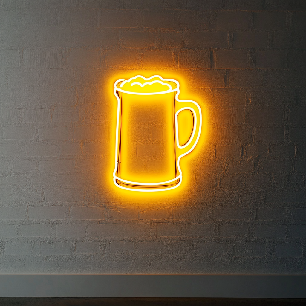 Beer Stein - Yellow Neon Sign, 18 Inches