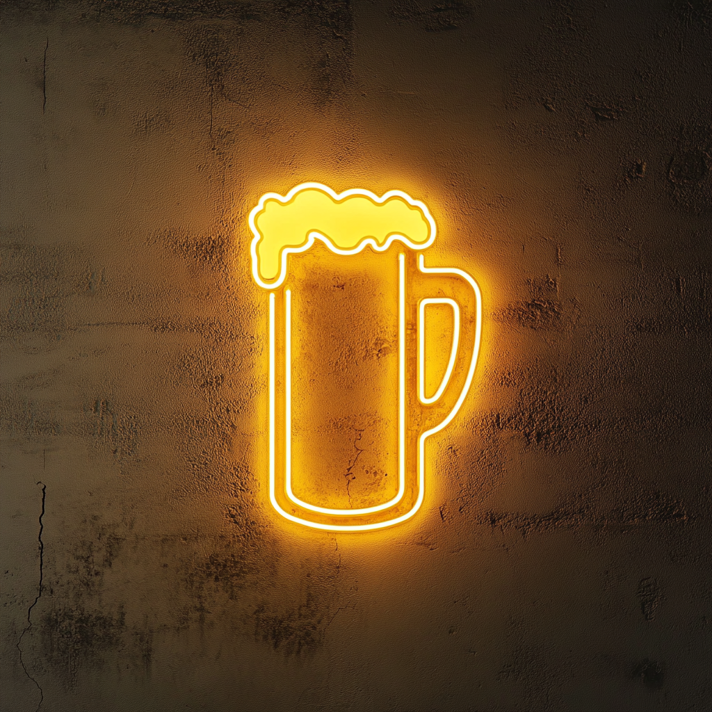 Beer Stein - Yellow Neon Sign, 18 Inches