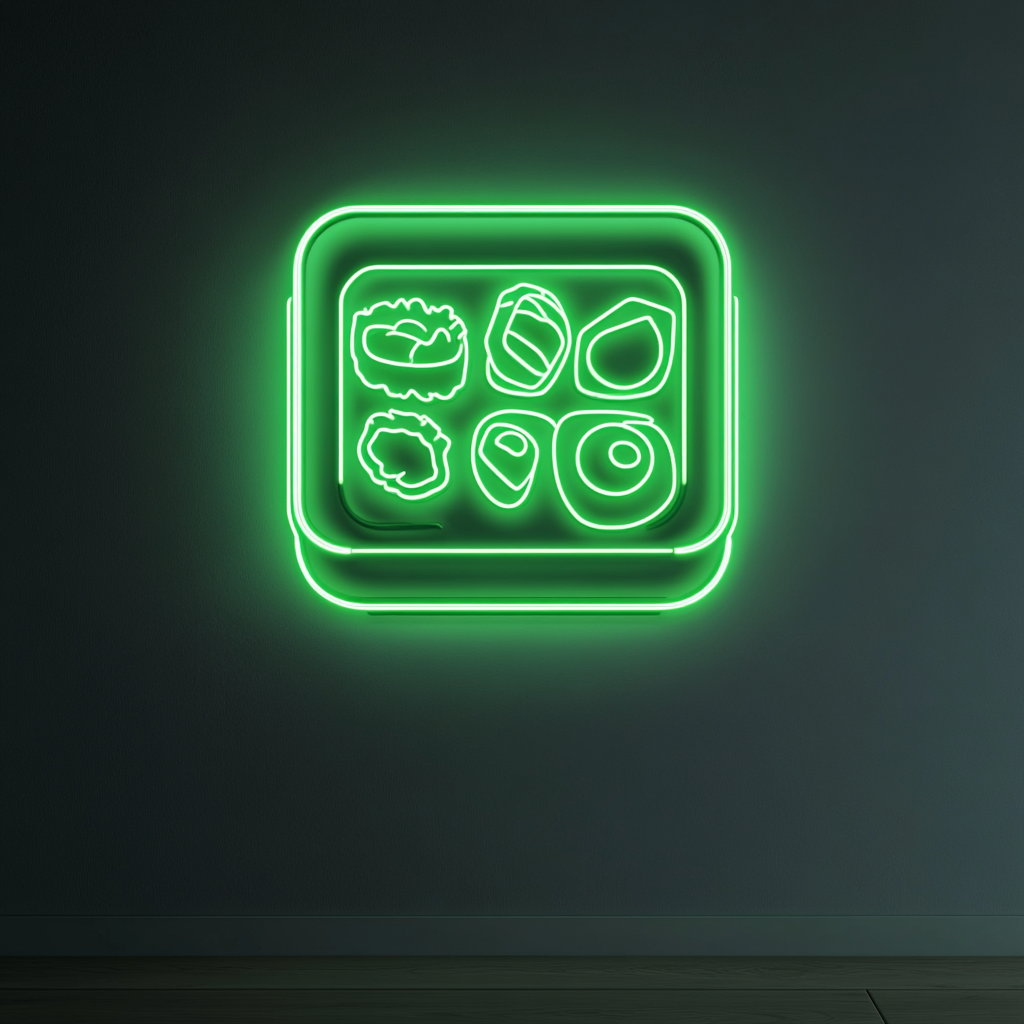Bento Box with Sushi - Green Neon Sign, 18 Inches