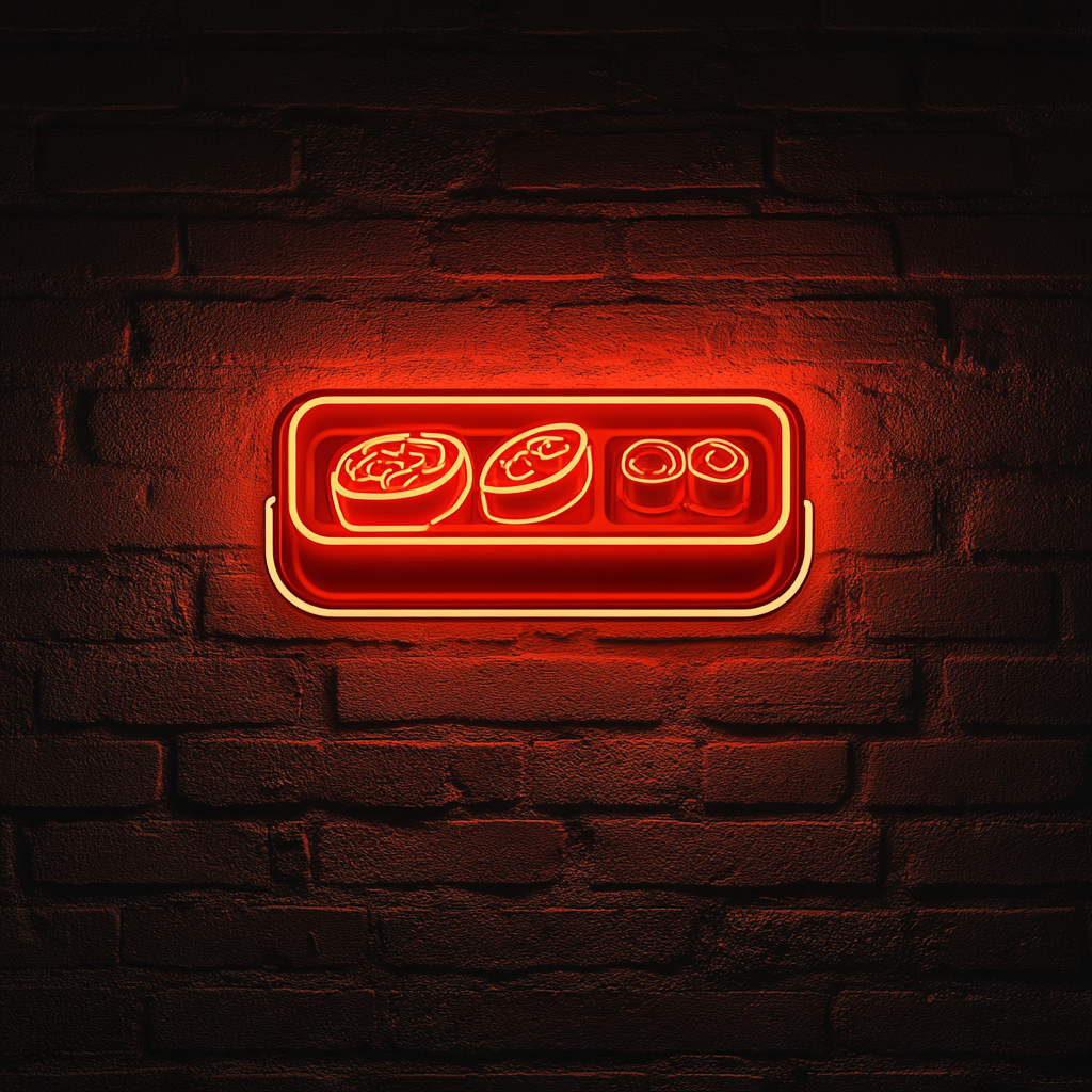 Bento Box with Sushi - Red Neon Sign, 24 Inches