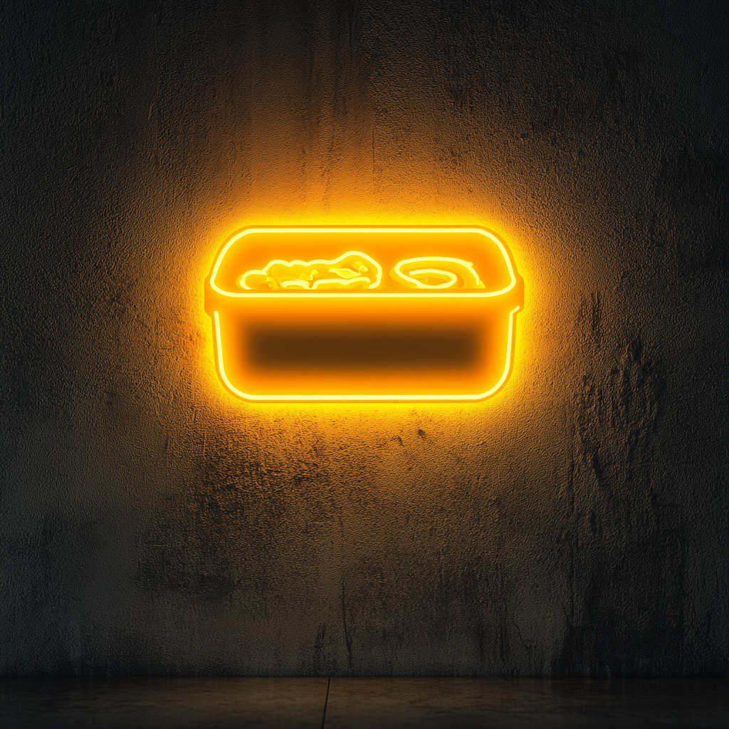 Bento Box with Sushi - Yellow Neon Sign, 18 Inches
