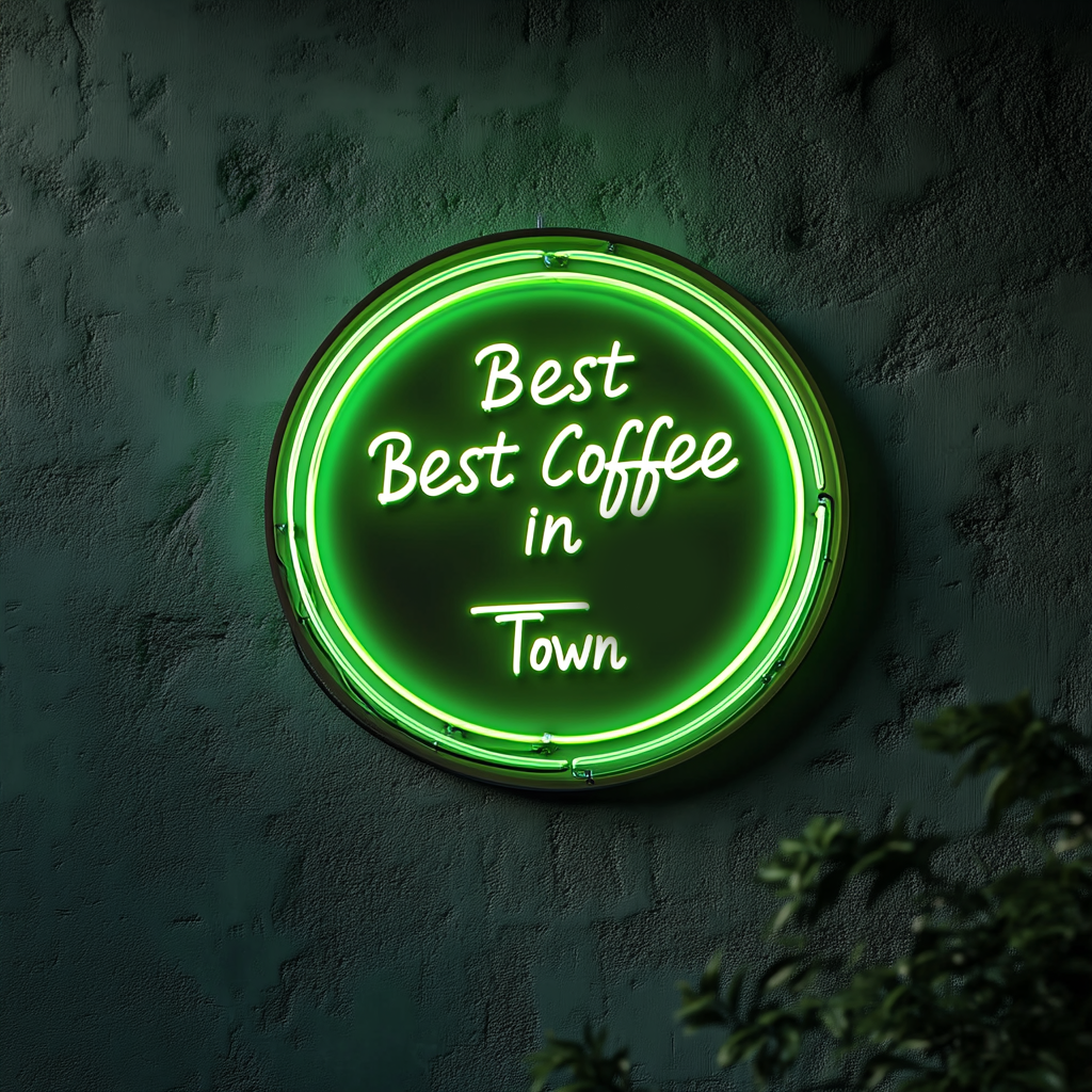 "Best Coffee in Town" - Green Neon Sign, 24 Inches