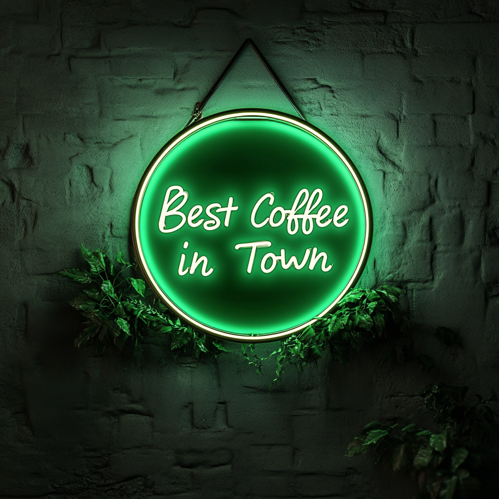 "Best Coffee in Town" - Green Neon Sign, 24 Inches