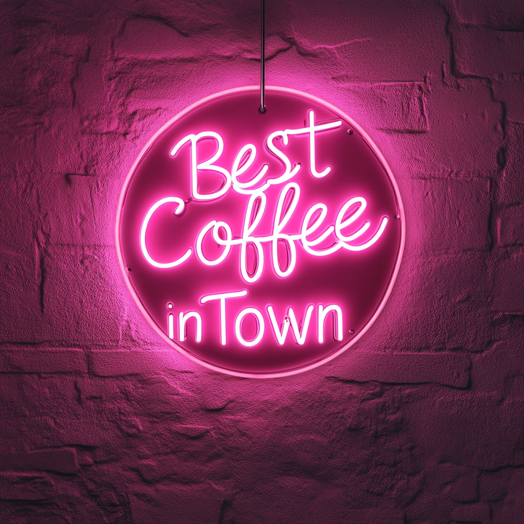 "Best Coffee in Town" - Pink Neon Sign, 24 Inches