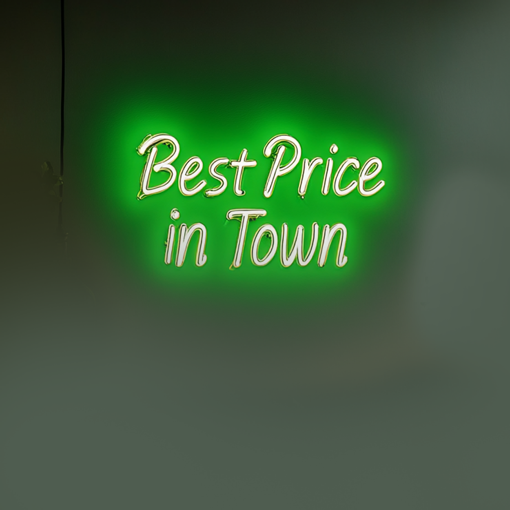 "Best Price in Town" - Green Neon Sign, 24 Inches