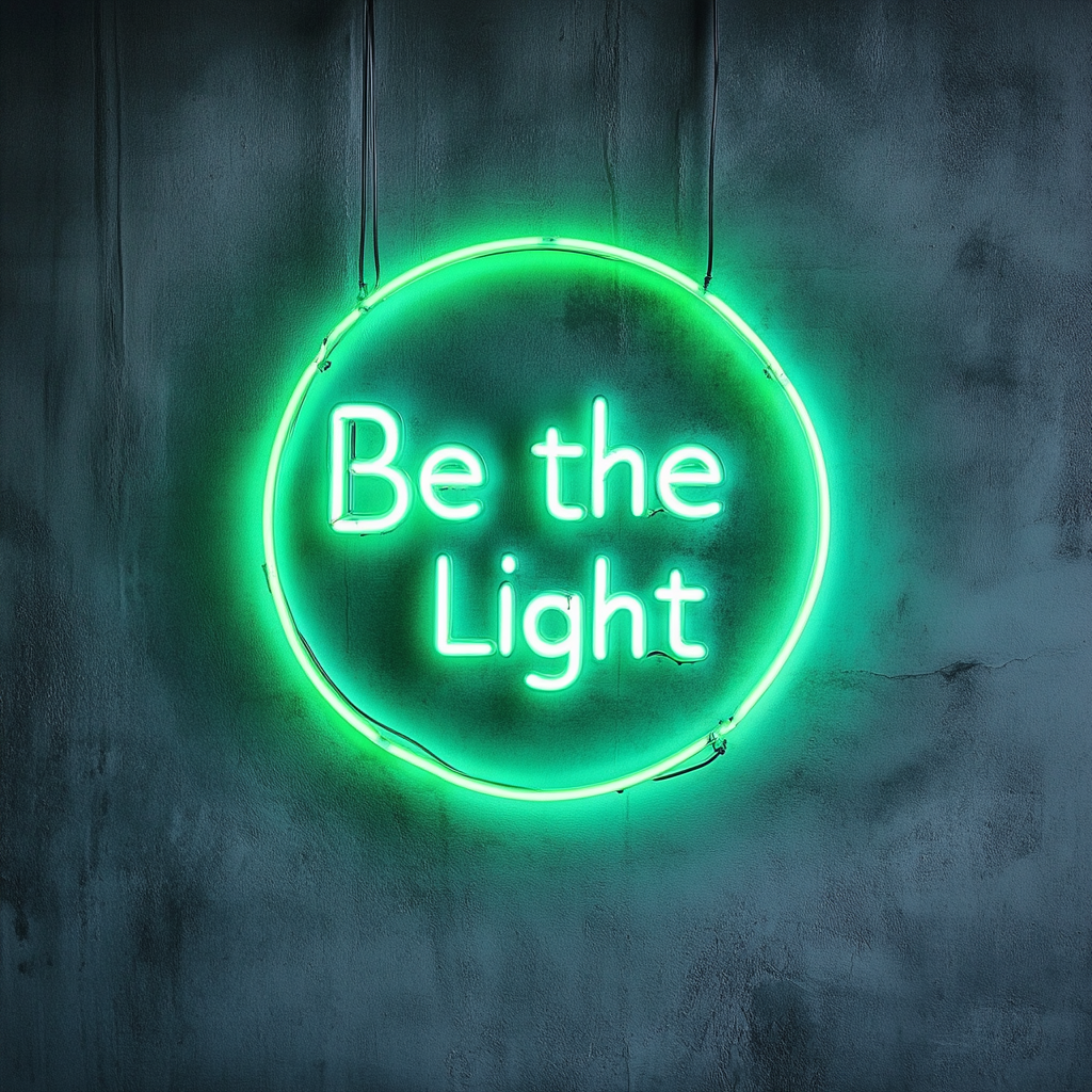 Be the Light - Green Neon Sign, 18 Inches