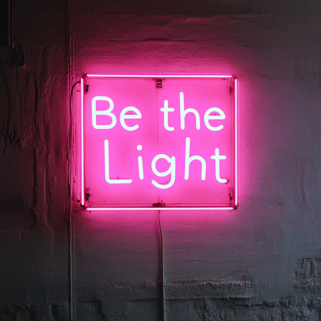 Be the Light - Pink Neon Sign, 18 Inches