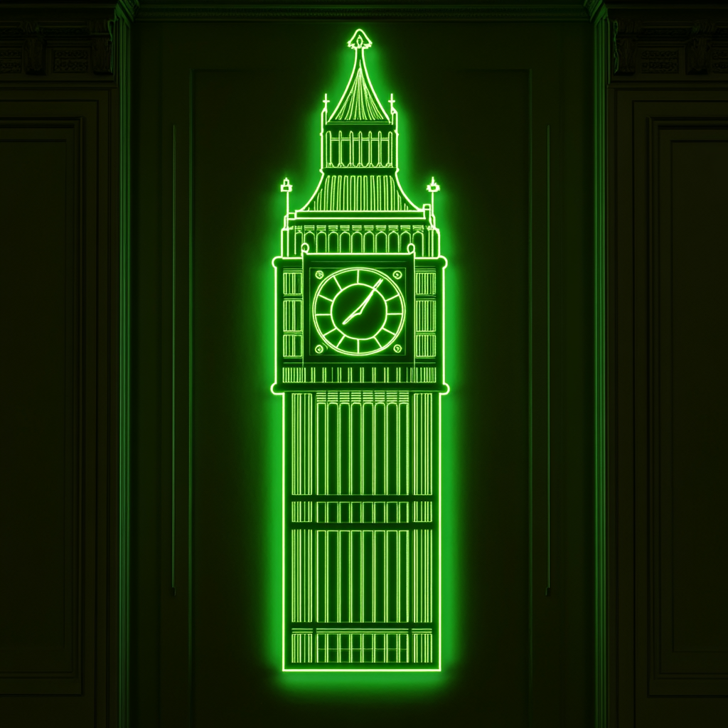 Big Ben - Green Neon Sign, 24 Inches