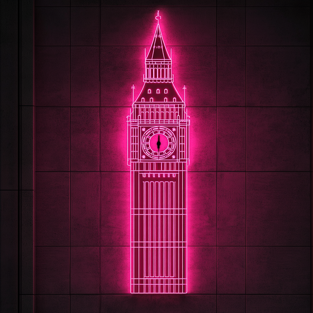 Big Ben - Pink Neon Sign, 24 Inches