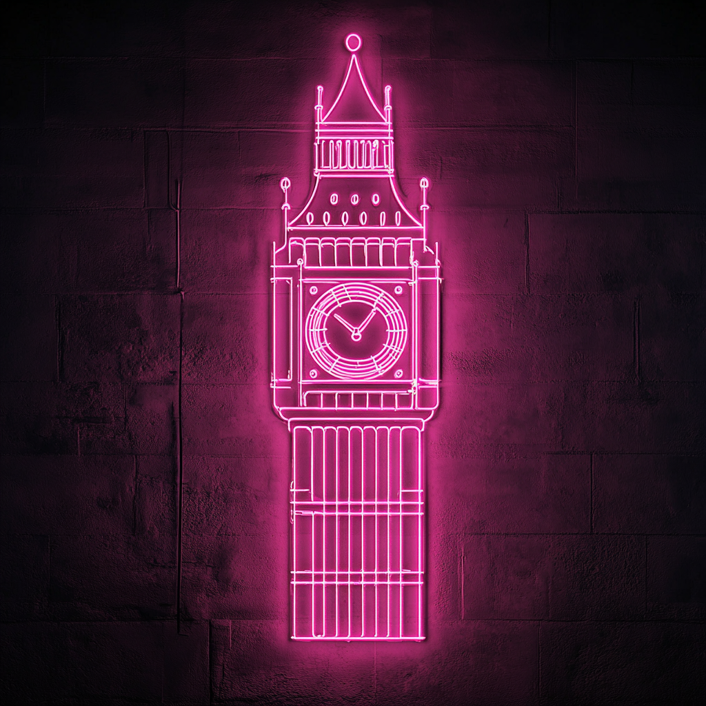 Big Ben - Pink Neon Sign, 24 Inches