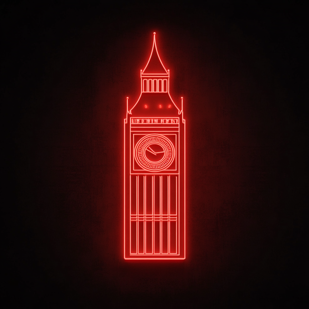 Big Ben - Red Neon Sign, 24 Inches