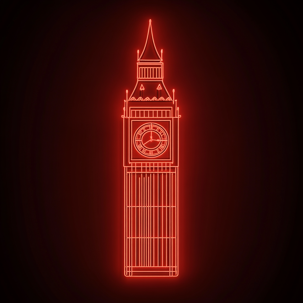 Big Ben - Red Neon Sign, 24 Inches