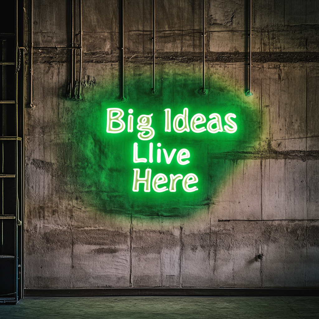 "Big Ideas Live Here" - Green Neon Sign, 24 Inches