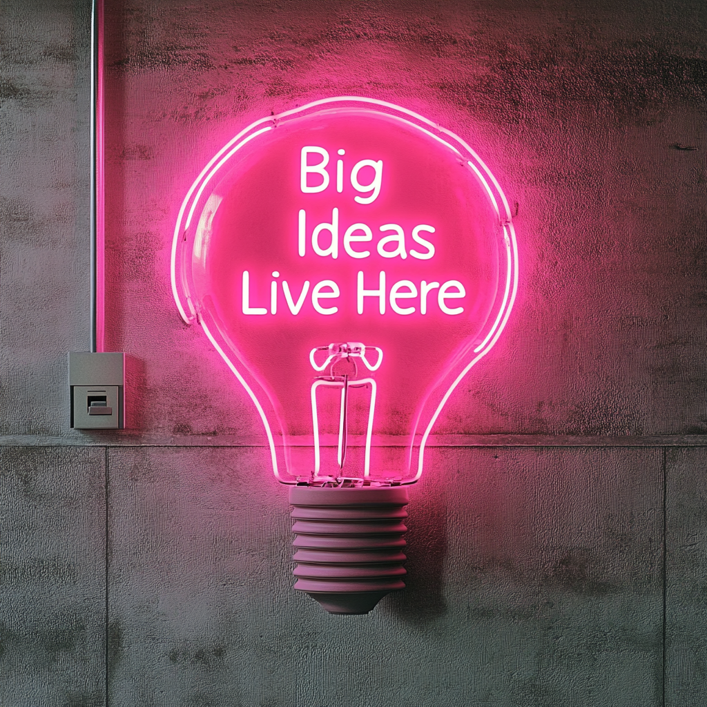 "Big Ideas Live Here" - Pink Neon Sign, 24 Inches