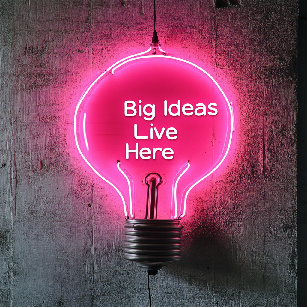 "Big Ideas Live Here" - Pink Neon Sign, 24 Inches
