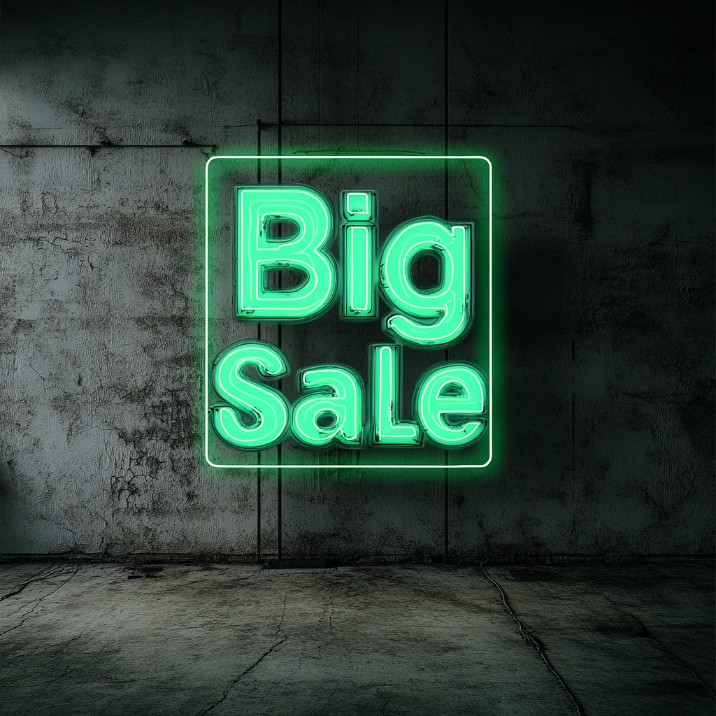 "Big Sale" - Green Neon Sign, 24 Inches