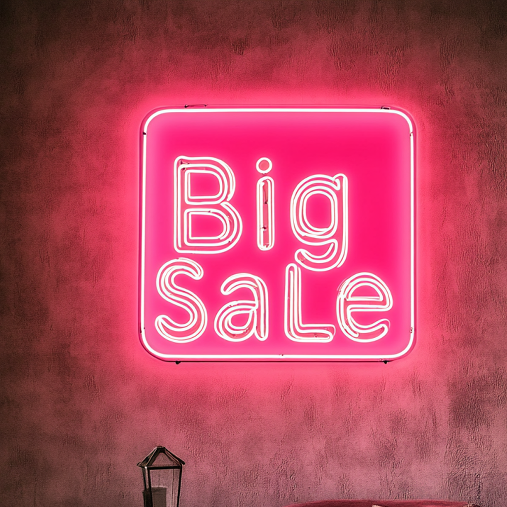 "Big Sale" - Pink Neon Sign, 24 Inches