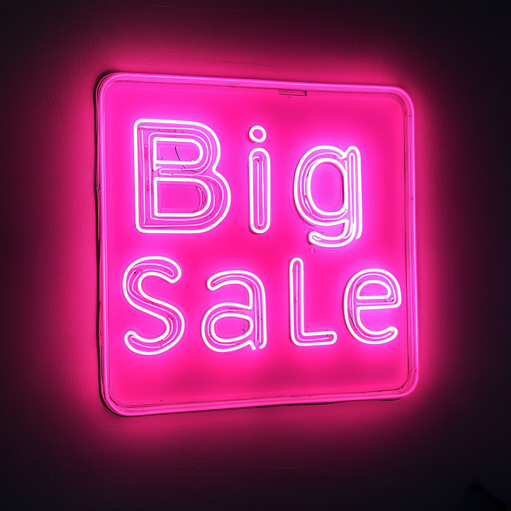 "Big Sale" - Pink Neon Sign, 24 Inches