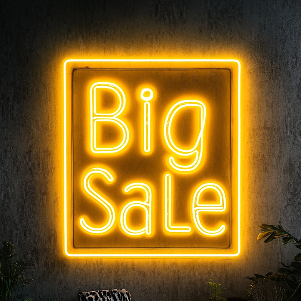 "Big Sale" - Yellow Neon Sign, 24 Inches