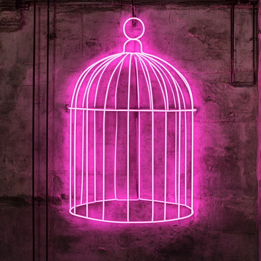 Bird Cage - Pink Neon Sign, 24 Inches