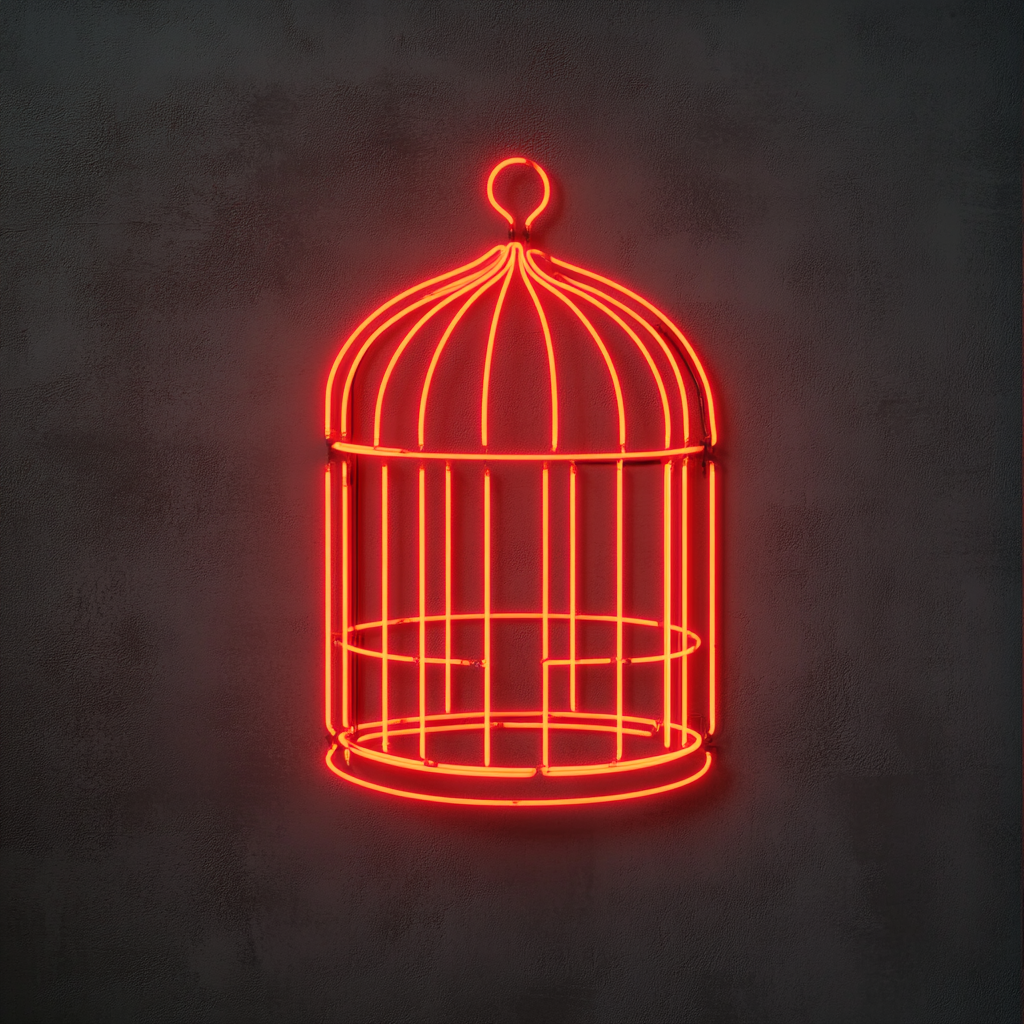 Bird Cage - Red Neon Sign, 24 Inches