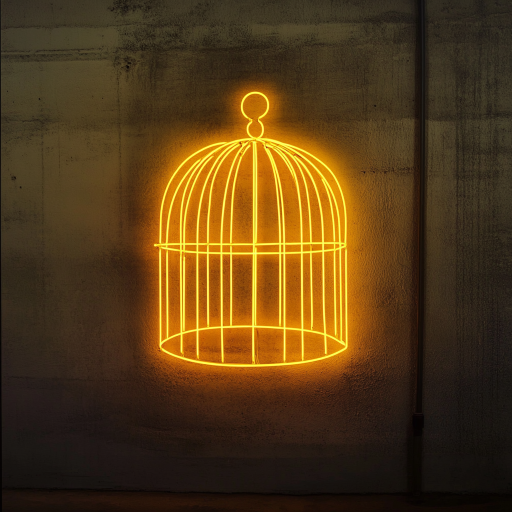 Bird Cage - Yellow Neon Sign, 18 Inches