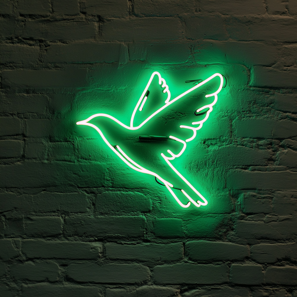 Bird in Flight - Green Neon Sign, 24 Inches
